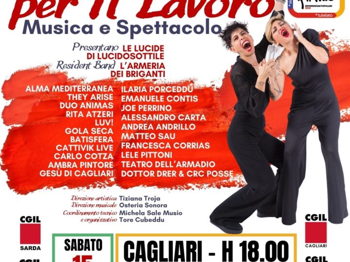 Referendum per il Lavoro: il 15 giugno musica e spettacolo in piazza del Carmine a Cagliari
